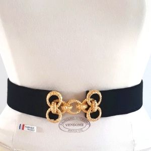 Ben Reig vintage gold link leather backed fabric belt 12